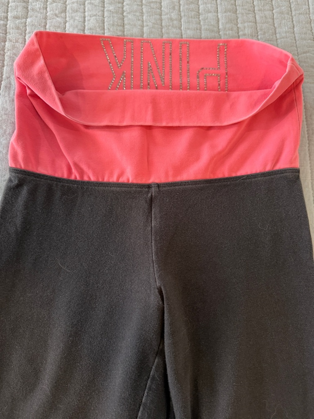 Victoria's Secret Black Straight-Leg Pants with Coral Waistband - Picture 6 of 6